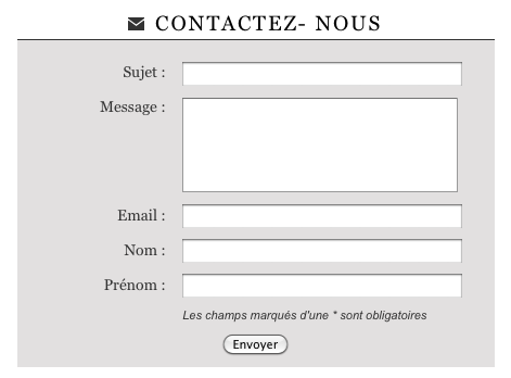 Exemple d'un formulaire de contact sur un site web Meabilis