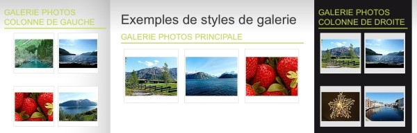 Exemple de styles de galerie photos/vidéos